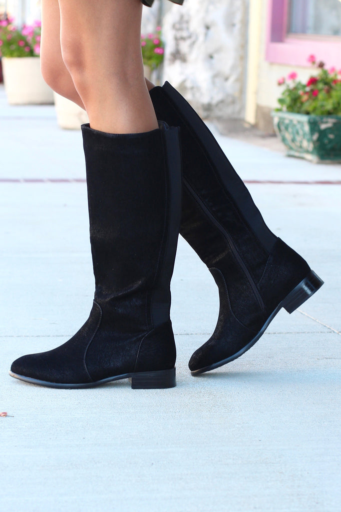 Solid Oil Rubbed Emerson Riding Boots {Black} | Shoe Boutique – TFL