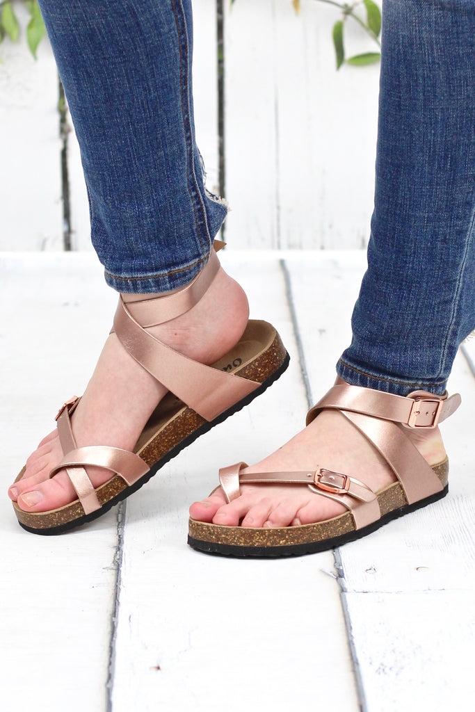 Ankle Wrap Bork Sandals {Rose Gold} – TFL