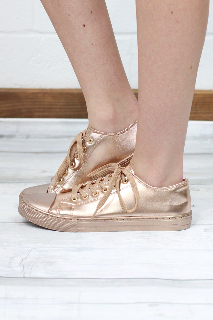 gold metallic sneakers