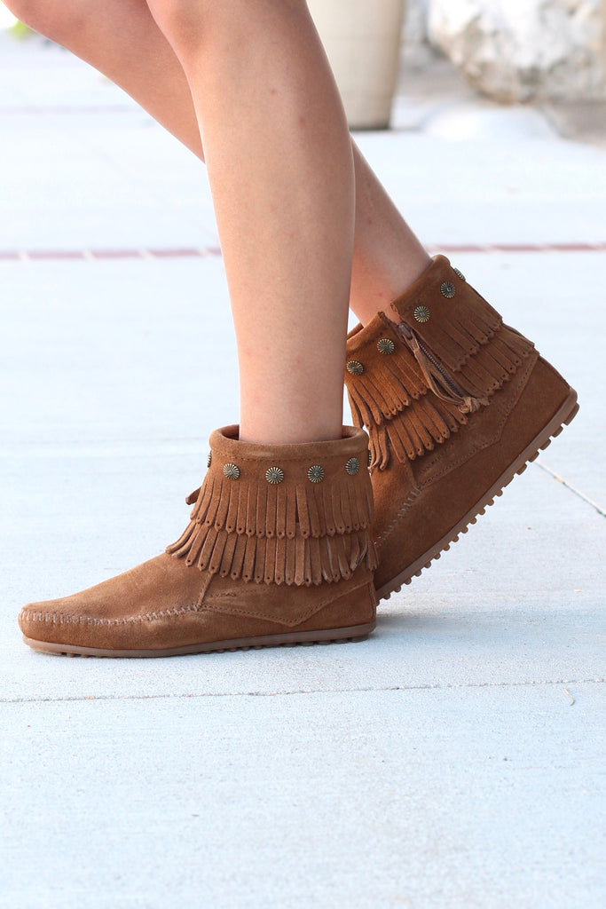 fringe moccasin booties