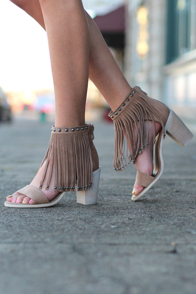 fringe high heels
