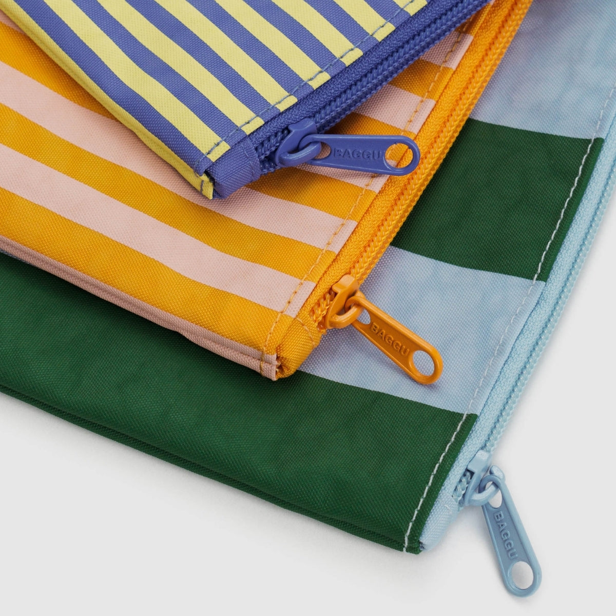 Baggu Flat Pouch Set in Hotel Stripes