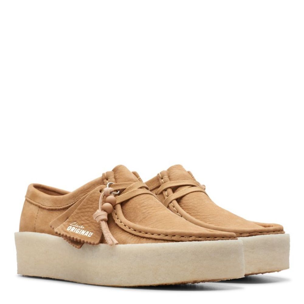 Clarks Women's Wallabee Cup in Mid Tan Nubuck