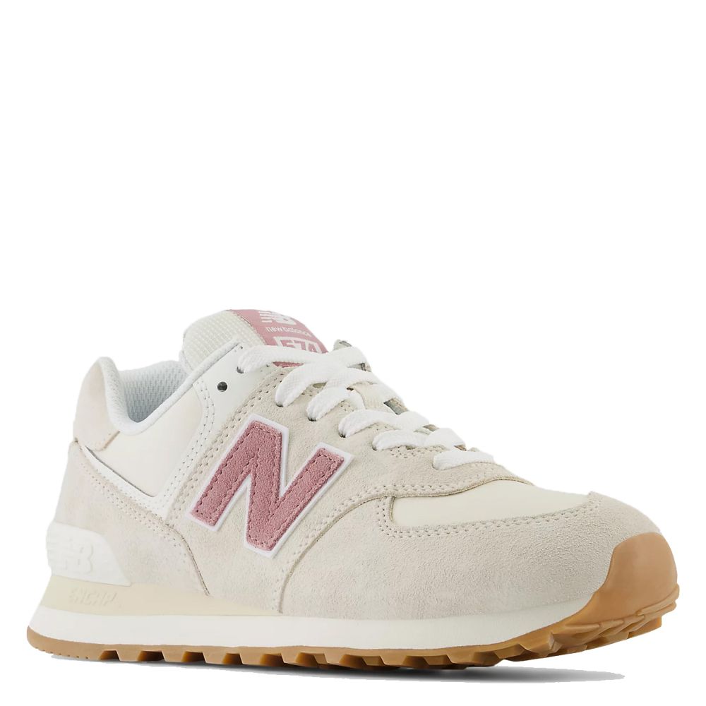 New Balance Women's 574 in Linen with Rosewood