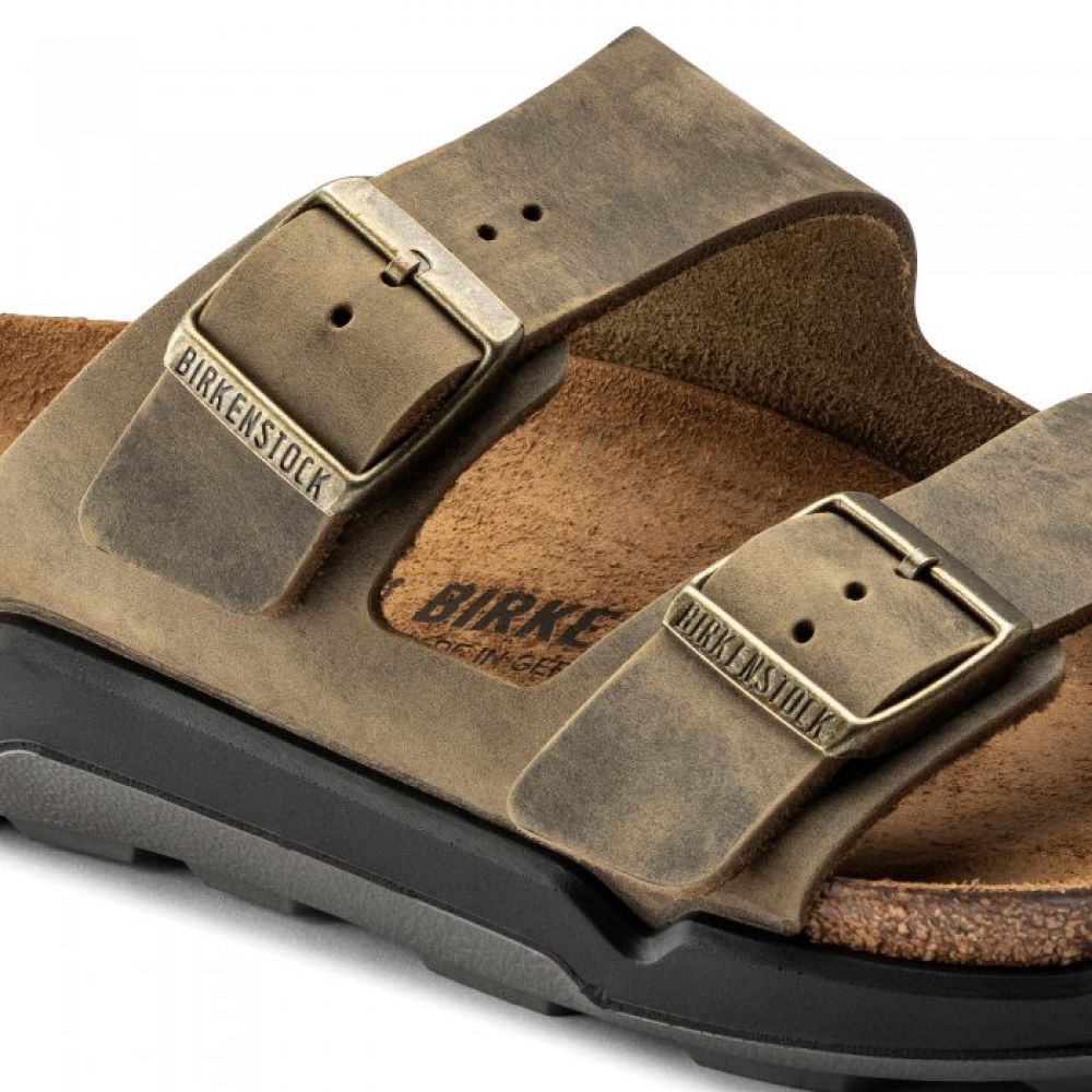 Birkenstock Men's Arizona Cross Town Oiled Leather in Faded Khaki