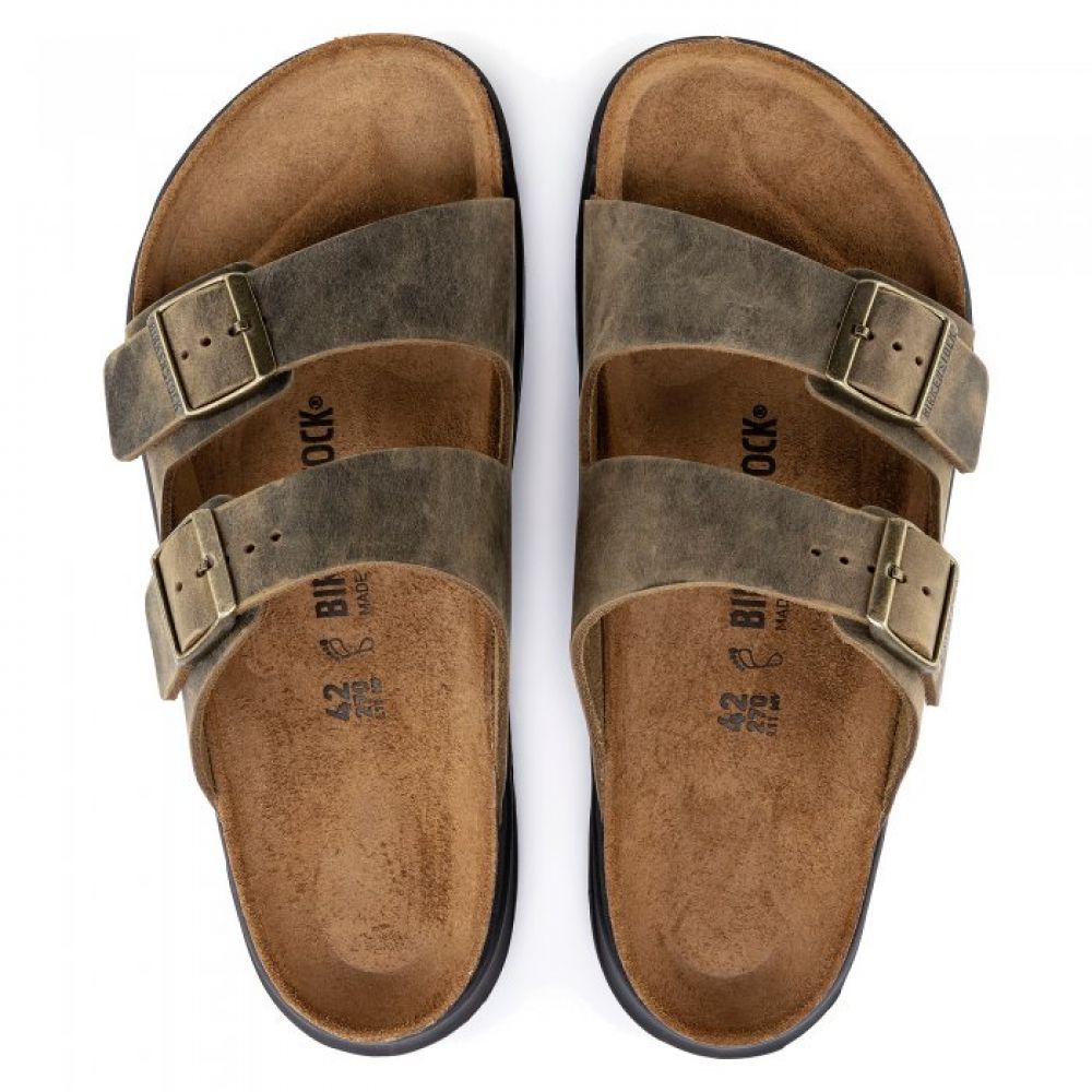 Birkenstock Men's Arizona Cross Town Oiled Leather in Faded Khaki