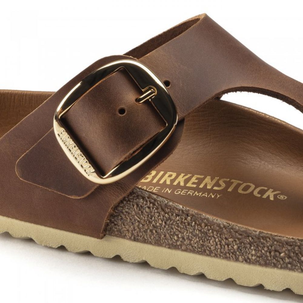 Birkenstock Women's Gizeh Big Buckle Leather in Cognac