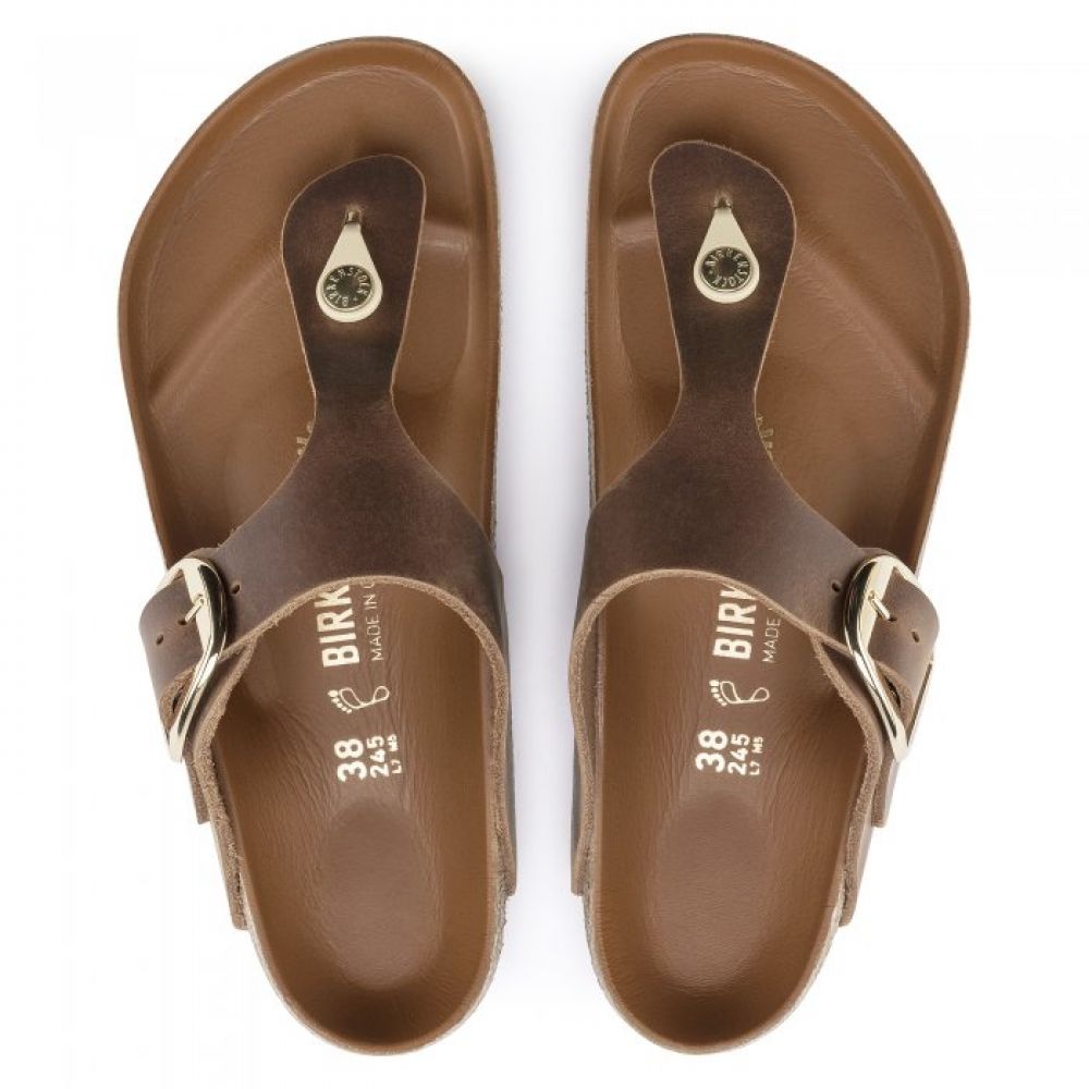 Birkenstock Women's Gizeh Big Buckle Leather in Cognac