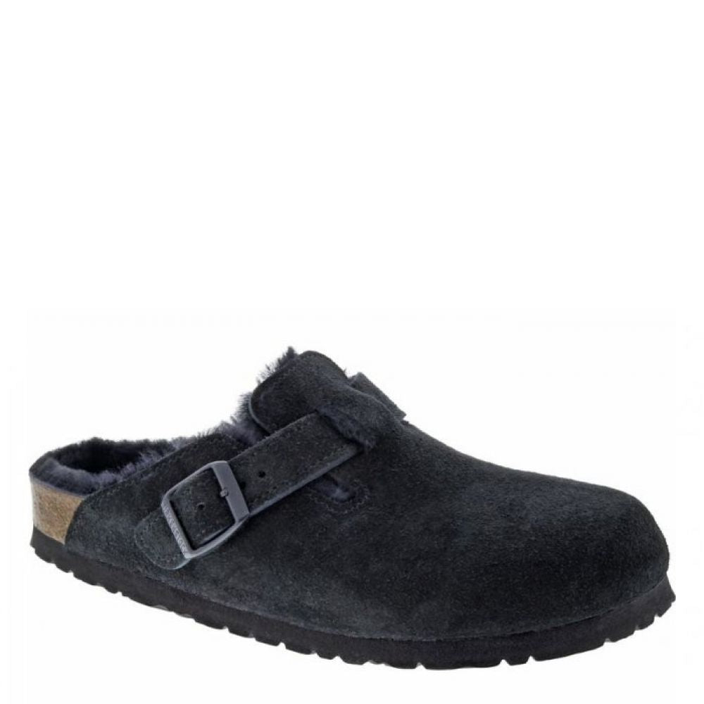 Birkenstock Boston Shearling Suede Leather in Black