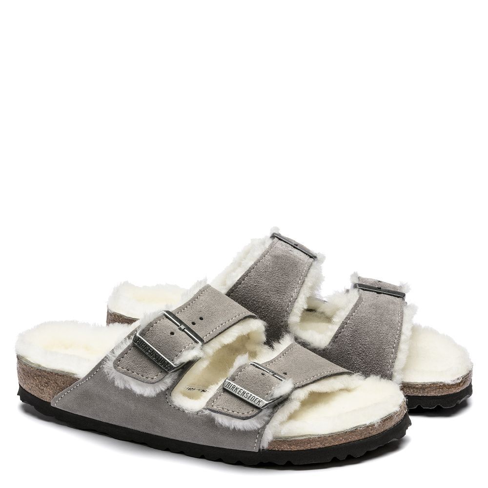 Birkenstock Women's Arizona Shearling in Stone Coin