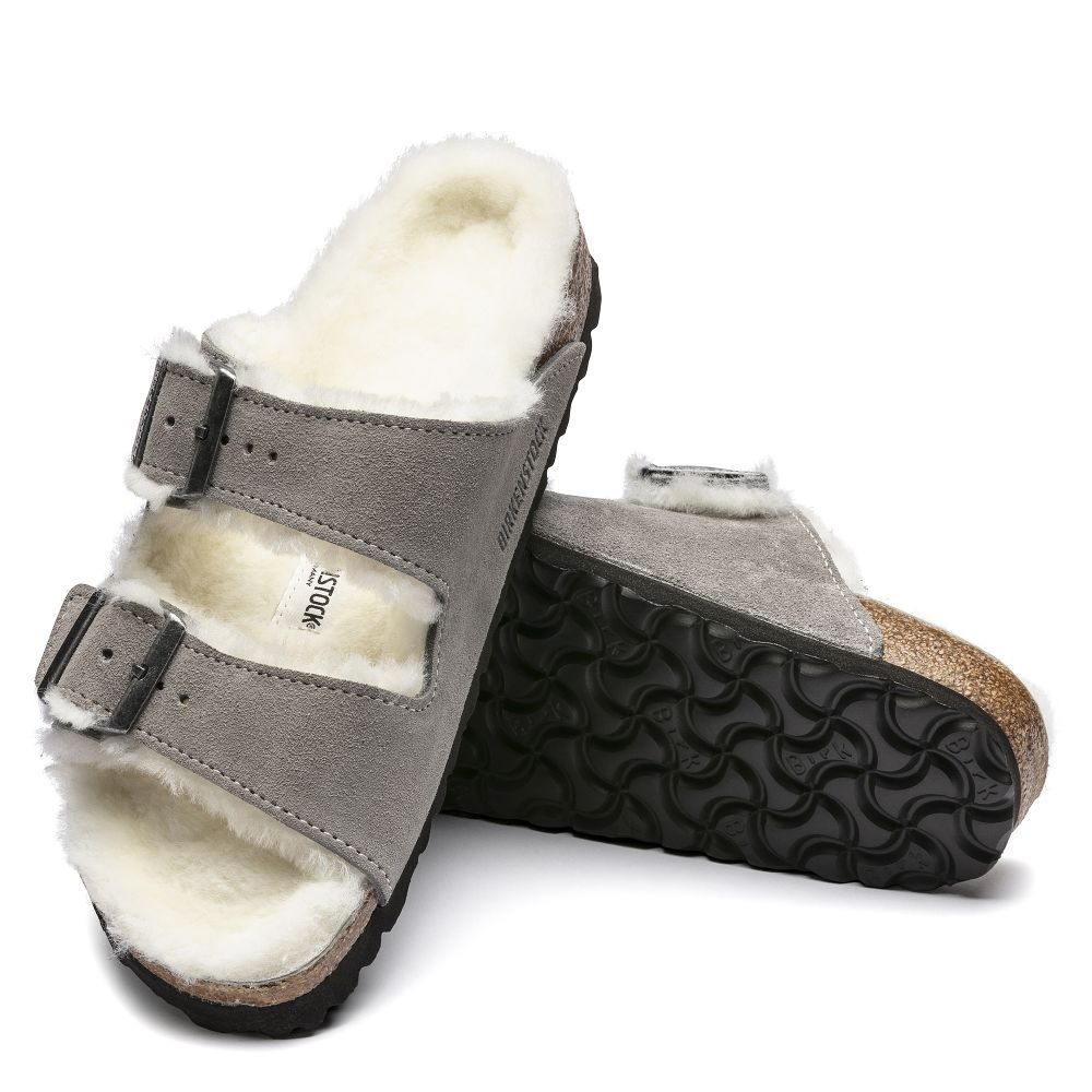 Birkenstock Women's Arizona Shearling in Stone Coin