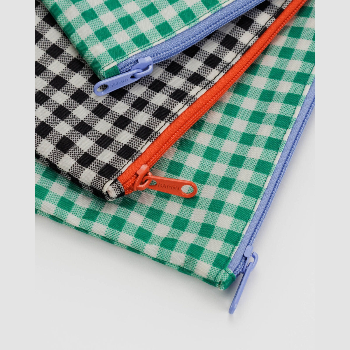 Baggu Flat Pouch Set in Gingham