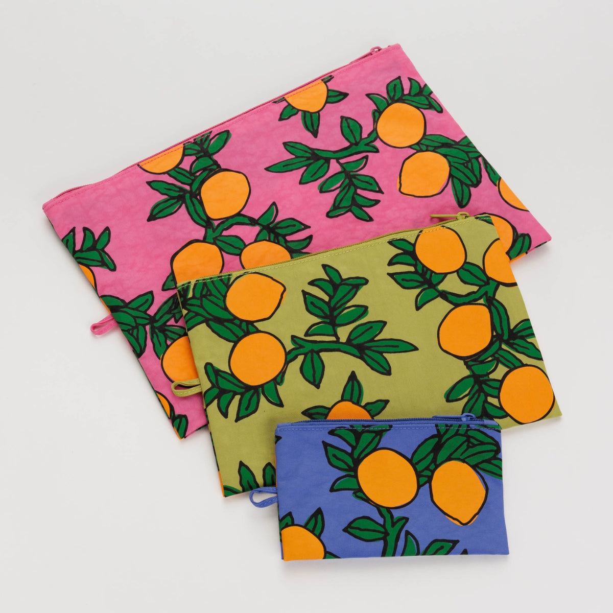 Baggu Go Pouch Set in Orange Trees