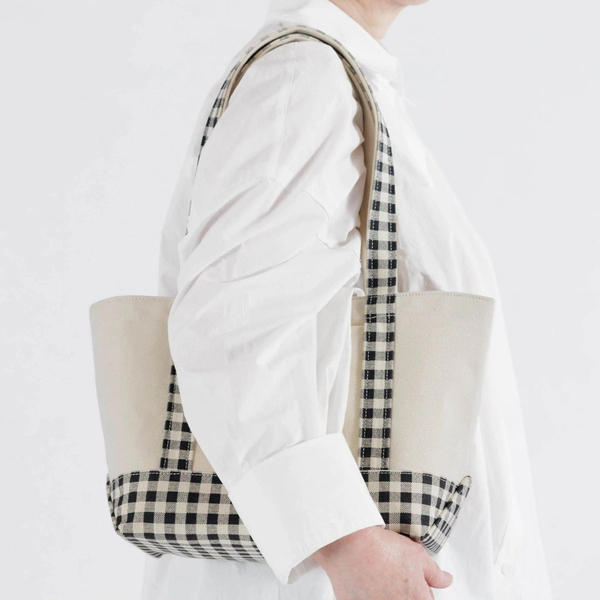 Baggu Small Heavyweight Canvas Tote in Black & White Gingham