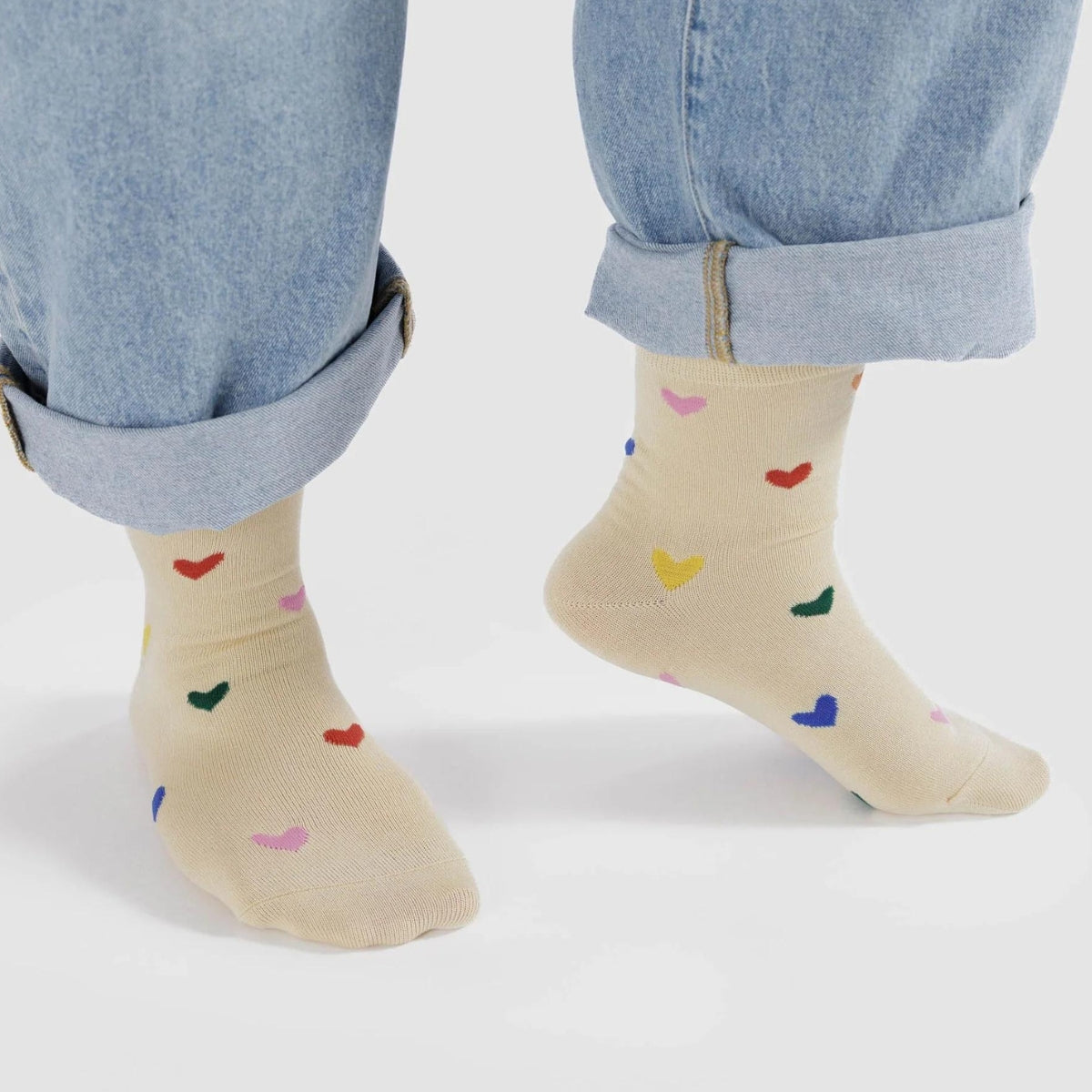 Baggu Crew Sock in Hearts