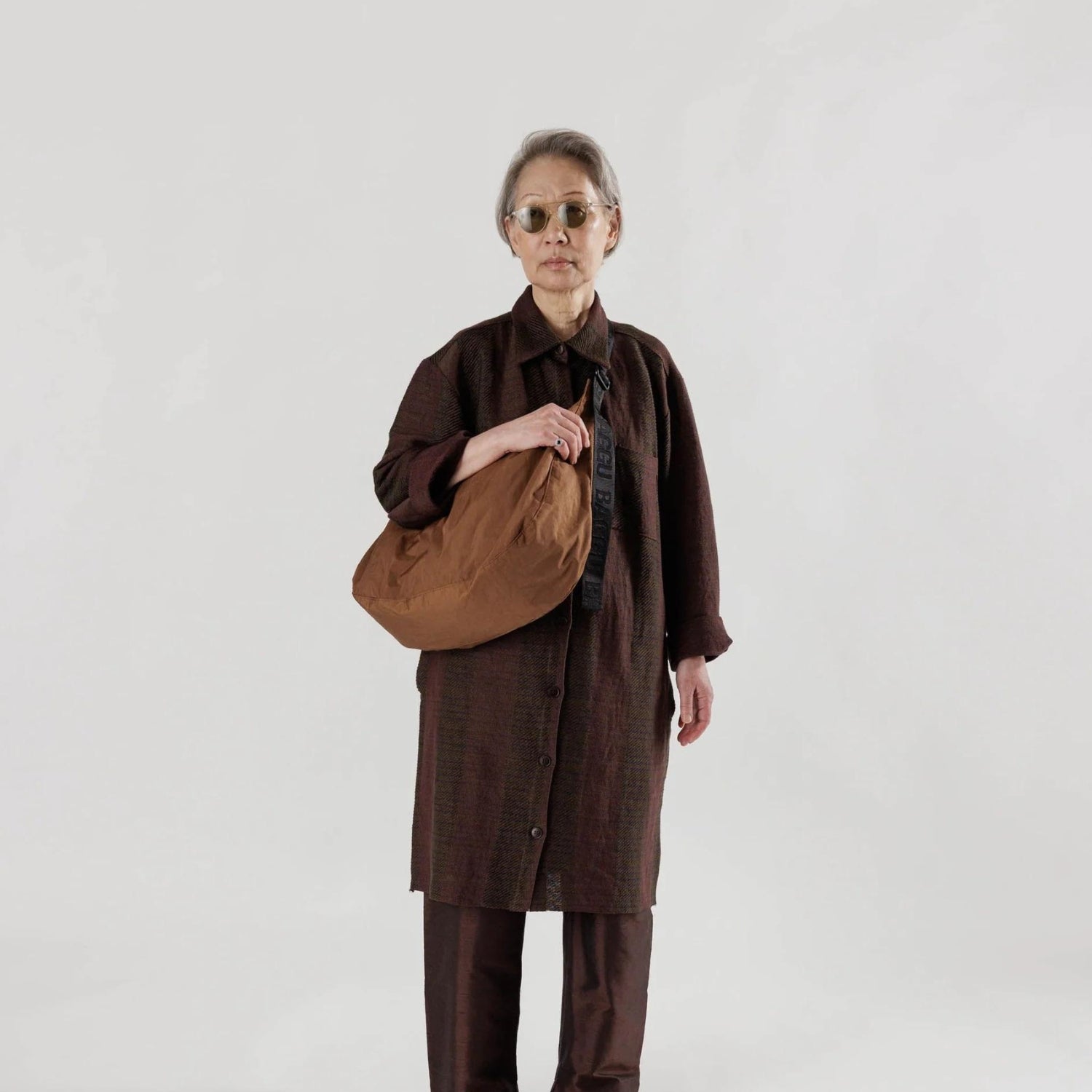 Baggu Large Nylon Crescent Bag in Brown