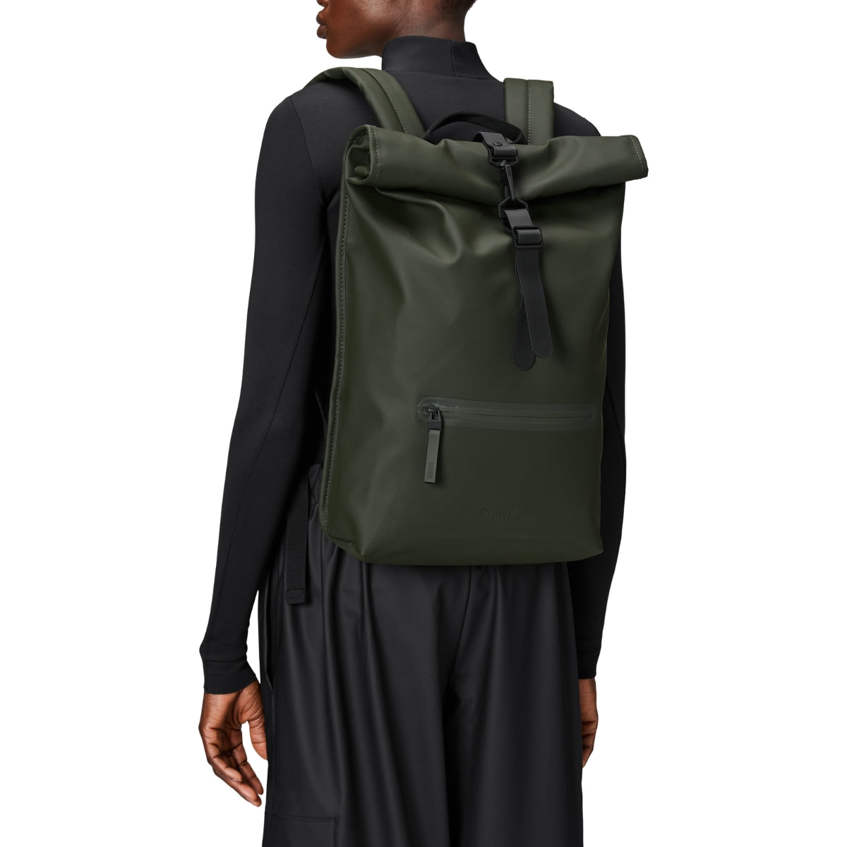 Rains Rolltop Rucksack in Green