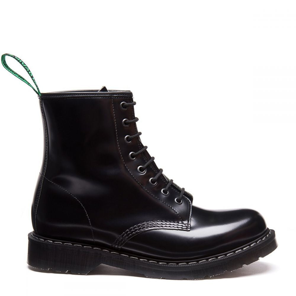 Solovair 8 Eye Derby Boot in Black Hi-Shine