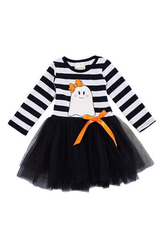 Black stripe little ghost halloween tutu dress CXQZ-503750