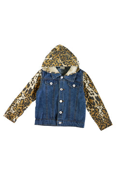 Leopard denim hoodie jacket 950050