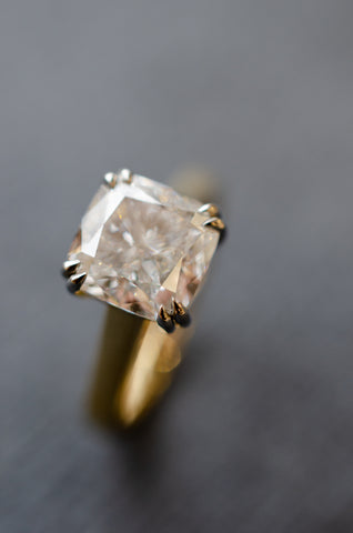 Lab Grown Cushion Cut Double Claw Ring