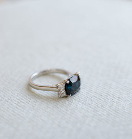 Teal Sapphire Art Deco Ring Remodel