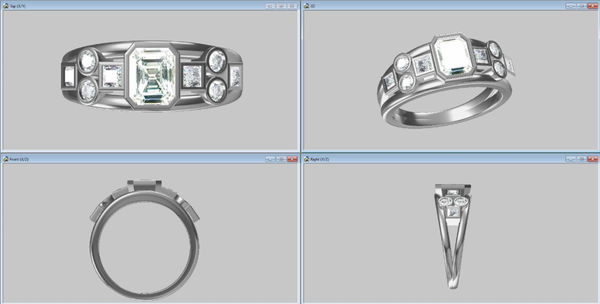 Emerald Diamond Ring Remodel CAD Image