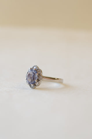 Lilac Oval Sapphire & Diamond Ring Remodel