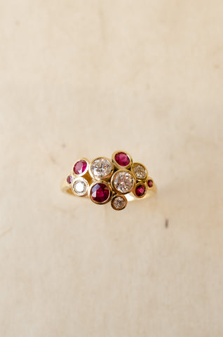 Ruby & Diamond Rub-Over Bezel Set Bubble Ring