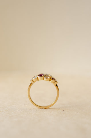 Ruby & Diamond Rub-Over Bezel Set Bubble Ring