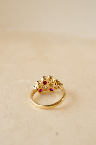 Ruby & Diamond Rub-Over Bezel Set Bubble Ring