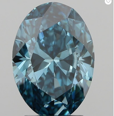 Lab grown diamond oval teal blue