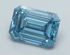 Lab grown diamond radiant cut blue