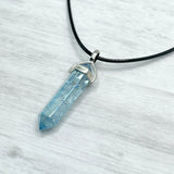 Aqua Aura Quartz Crystal, Crystal Necklace, 50th Birthday Gift for Women, Best Friend Gifts
