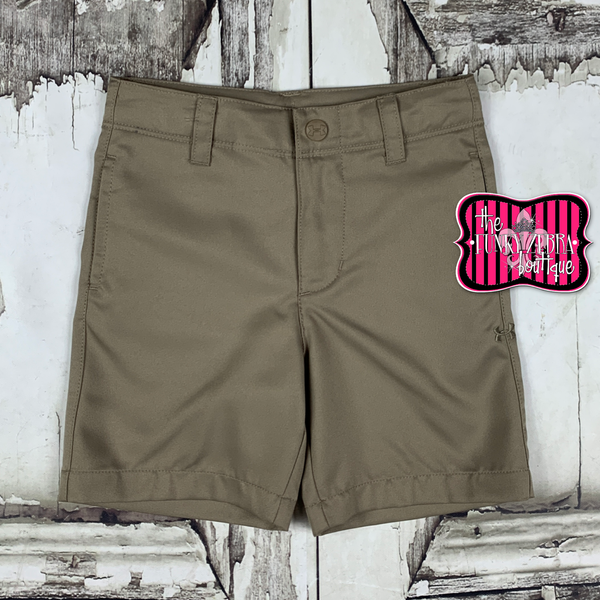 boys under armour khaki shorts