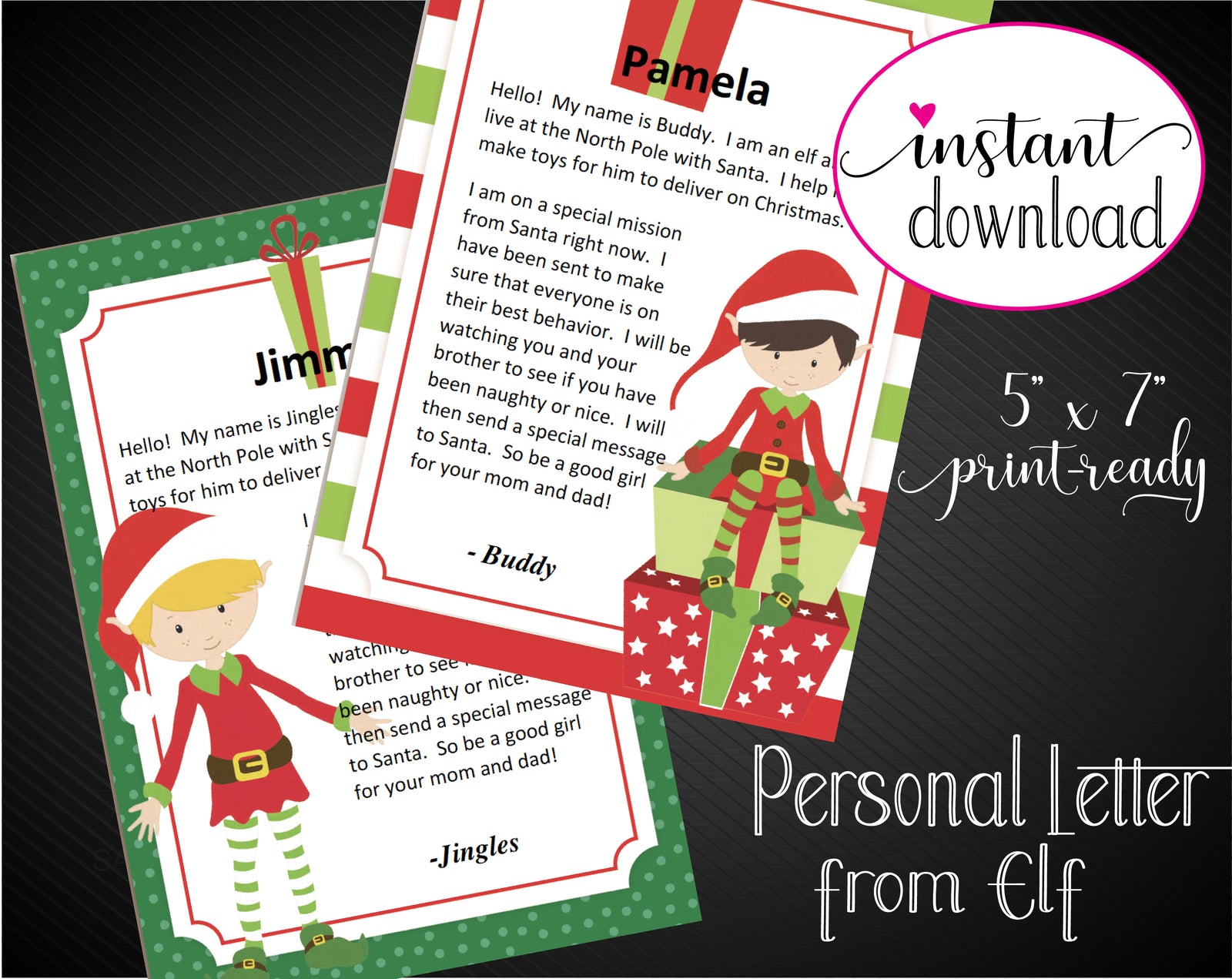 Printable Elf on a Shelf Personalized Letters Kaci Bella Designs