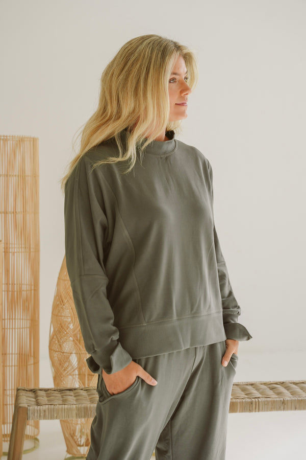 Tate Fleece Mock-Neck Top