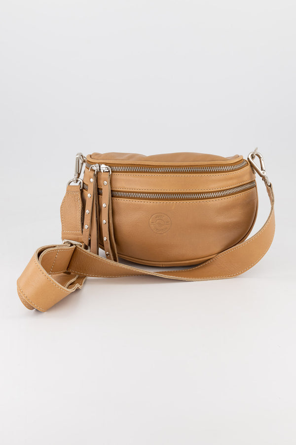 Kelly Leather Crossbody Moon Bag