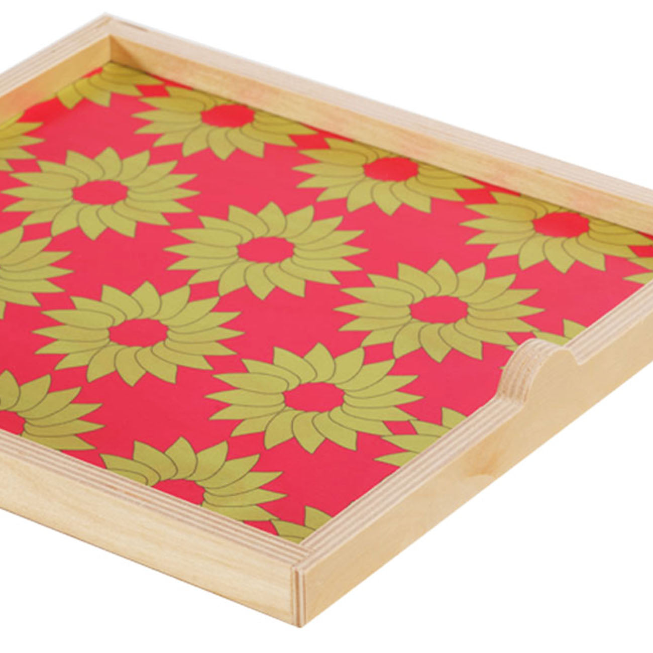 hot pink daisy square tray