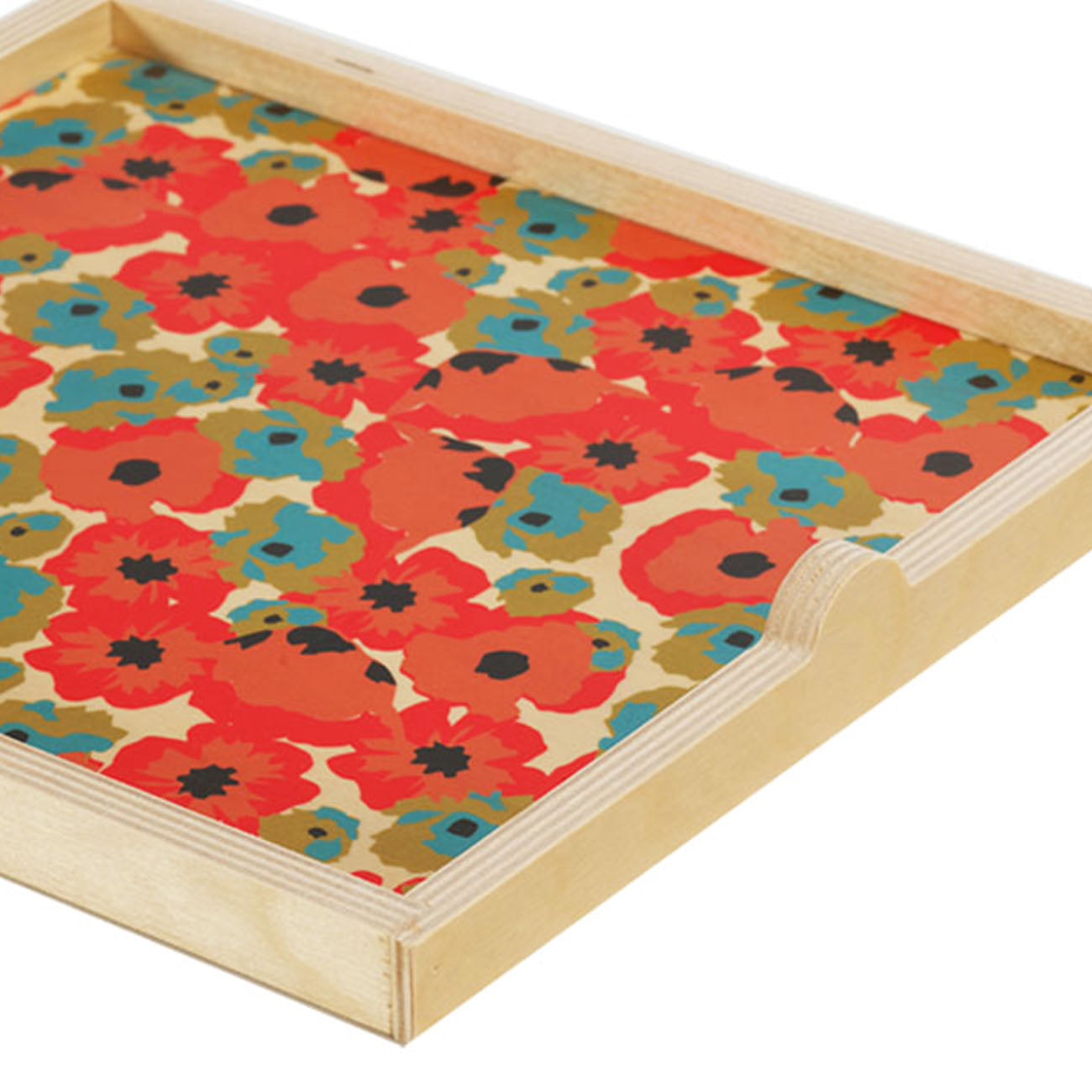 poppy red square tray