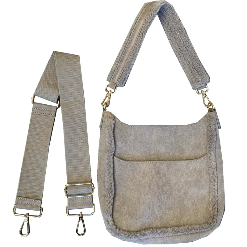 Mini Vegan Suede Sherpa Messenger