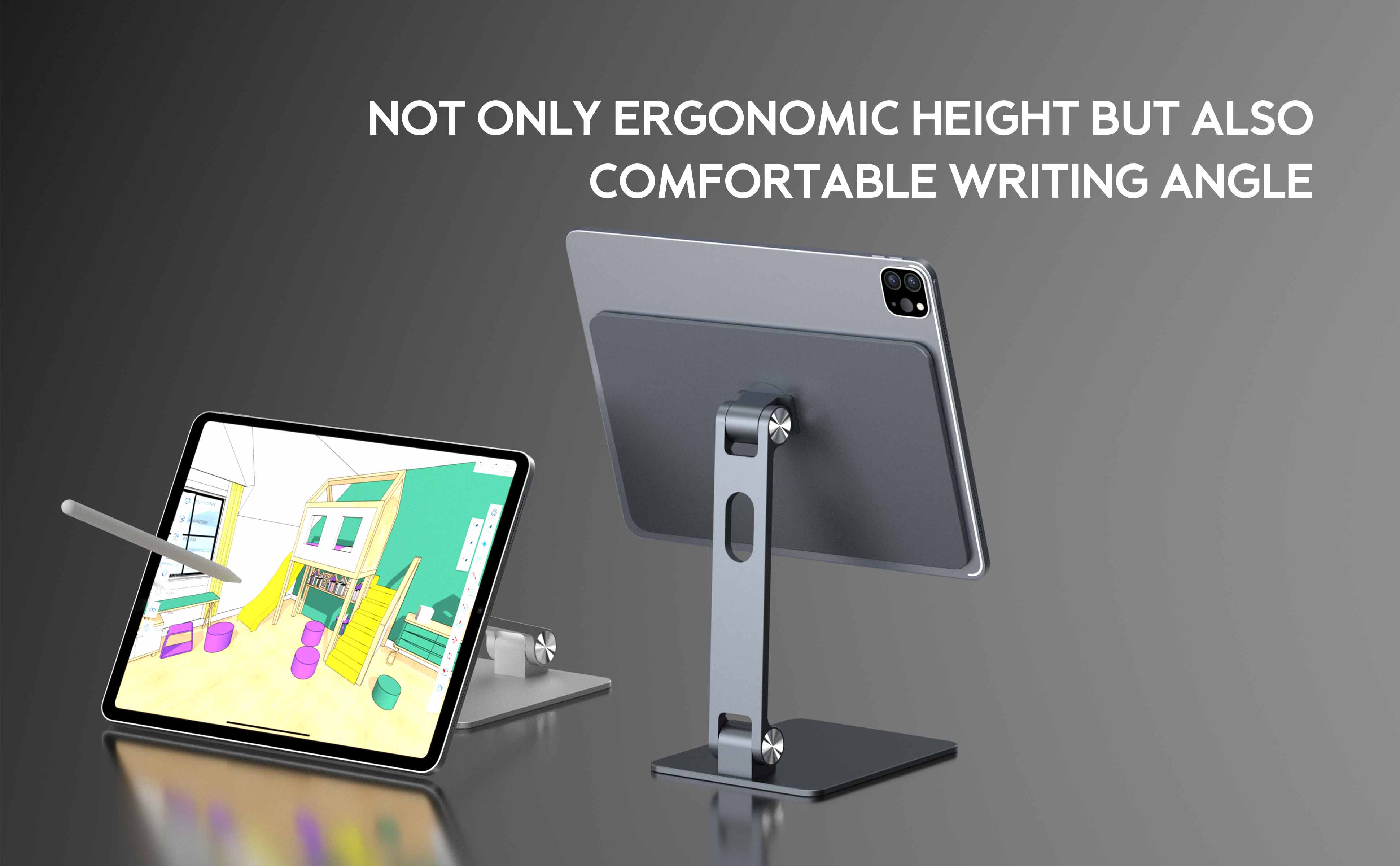 ipad-magnetic-stand-foldable-Not-Only-Ergonomic-Height-But-Also-Comfortable-Writing-Angle