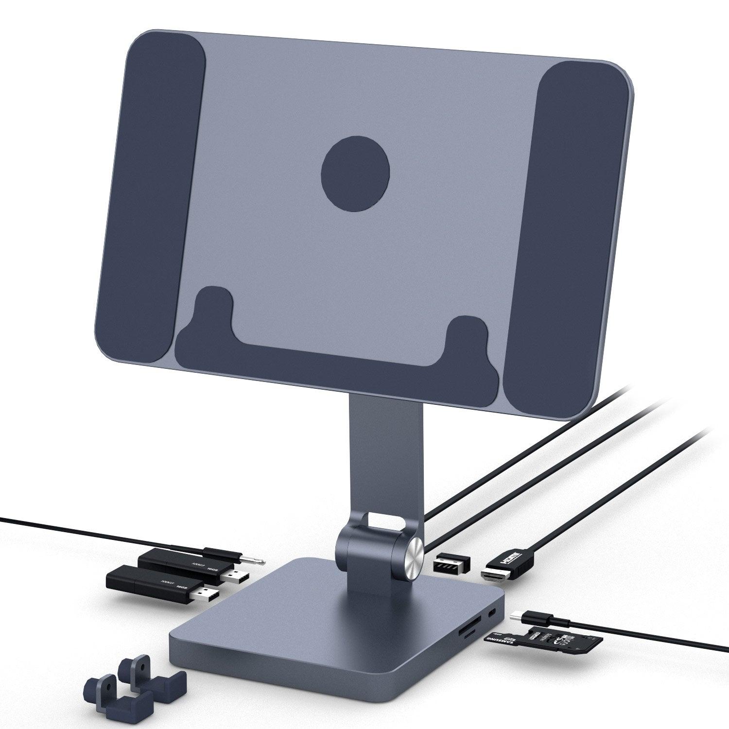 Gooey Articulatie pepermunt iPad Docking Station Magnetic Hub Stand 4K 60hz 10 in 1 Vertical Dock Stand  For iPad Pro,MacBook Magfit