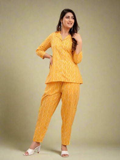 Yellow Printed Co-Ords Set For Womens at Rs 1800/set, Women Co-Ord Set in  Surat