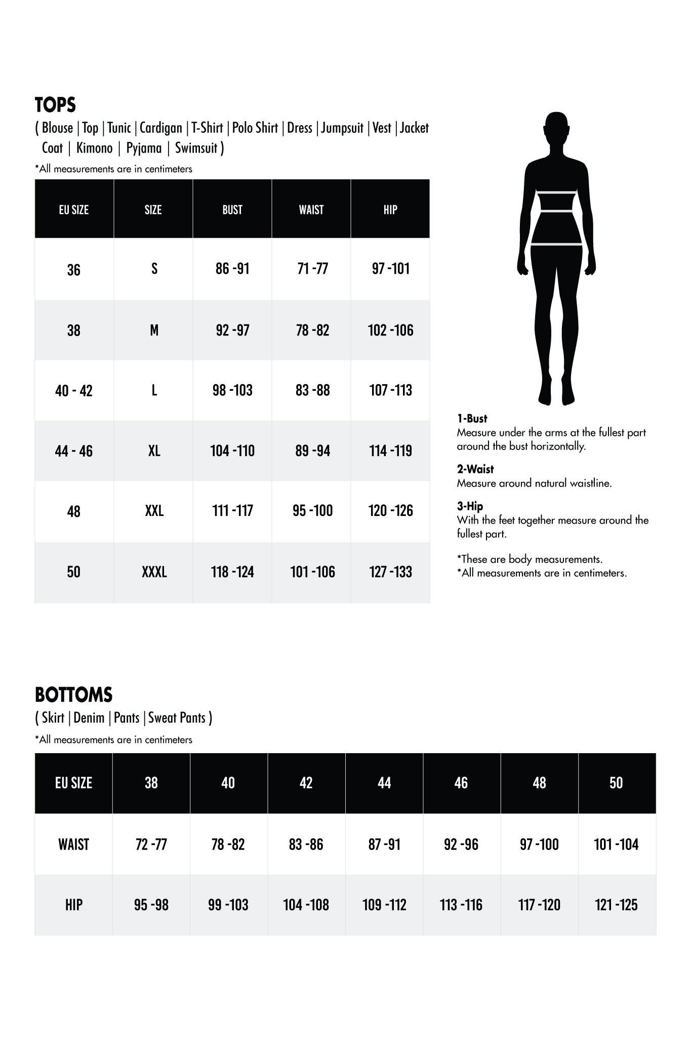 Women's Size Chart – Dalydress