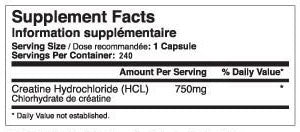 Tested Nutrition Creatine HCL 240 cap (120 Servings)