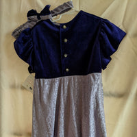 Royal Silk and Velvet Children's Dress with Headband