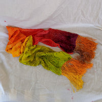 Mango Peach Sunset Beach - double layer cut silk velvet scarf with 4'' fringe