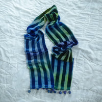 Shimmery Kale River Silk Cut Velvet Scarf