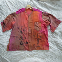 Toasted Almond Tree and Rock Art Print Rayon Shirt